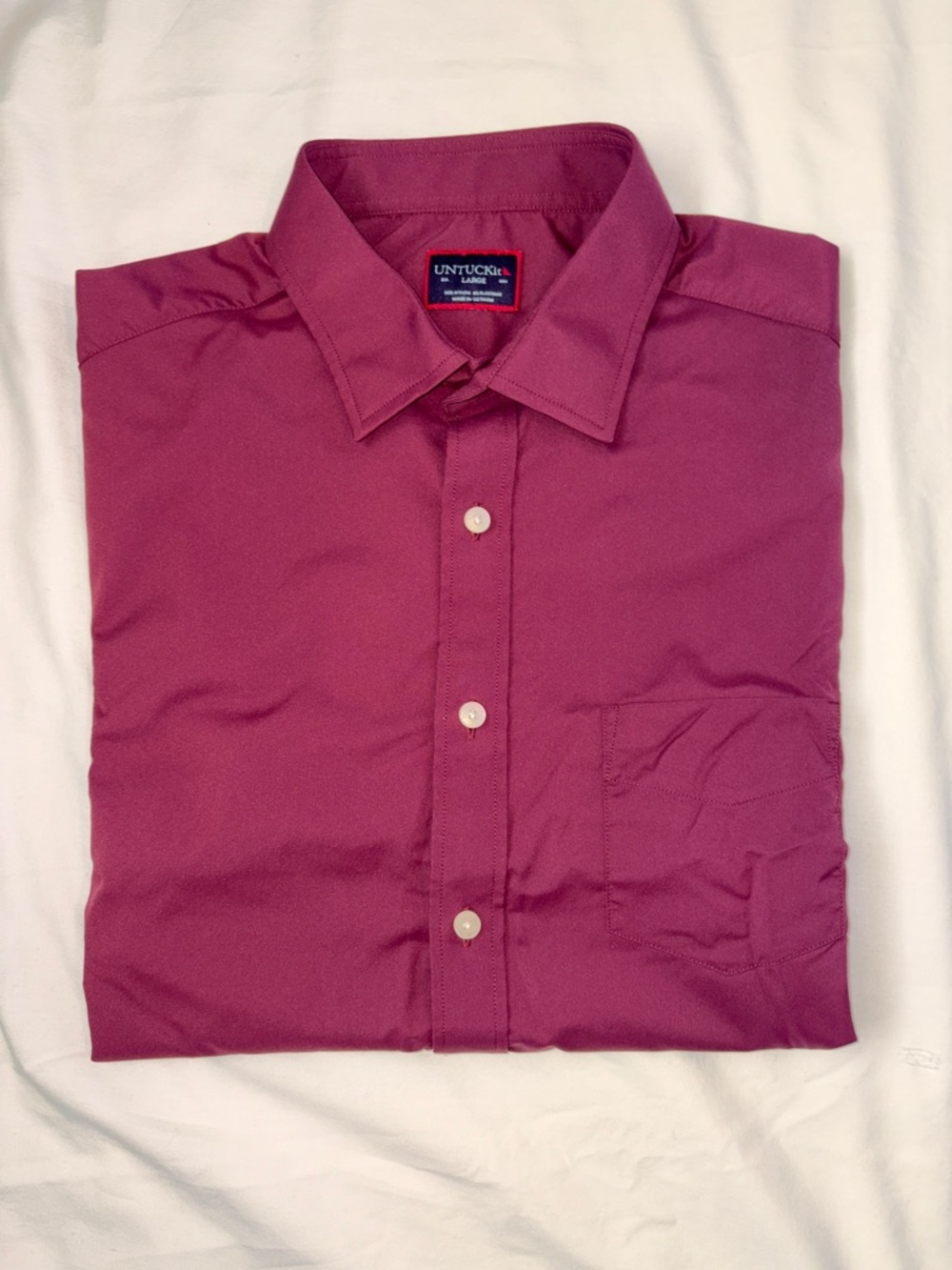 UNTUCKit Gironde Shirt Men’s Large Maroon Red Nylon Stretch Performance XL